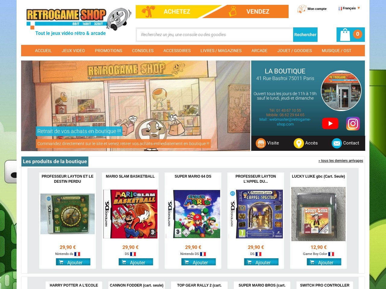 Retrogame Shop — Website Preview