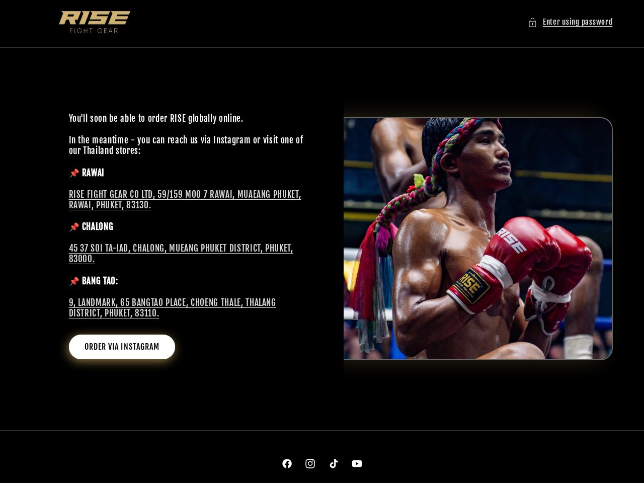 RISE FIGHT GEAR CHALONG | Muay Thai, MMA & Boxing Shop — Website Preview