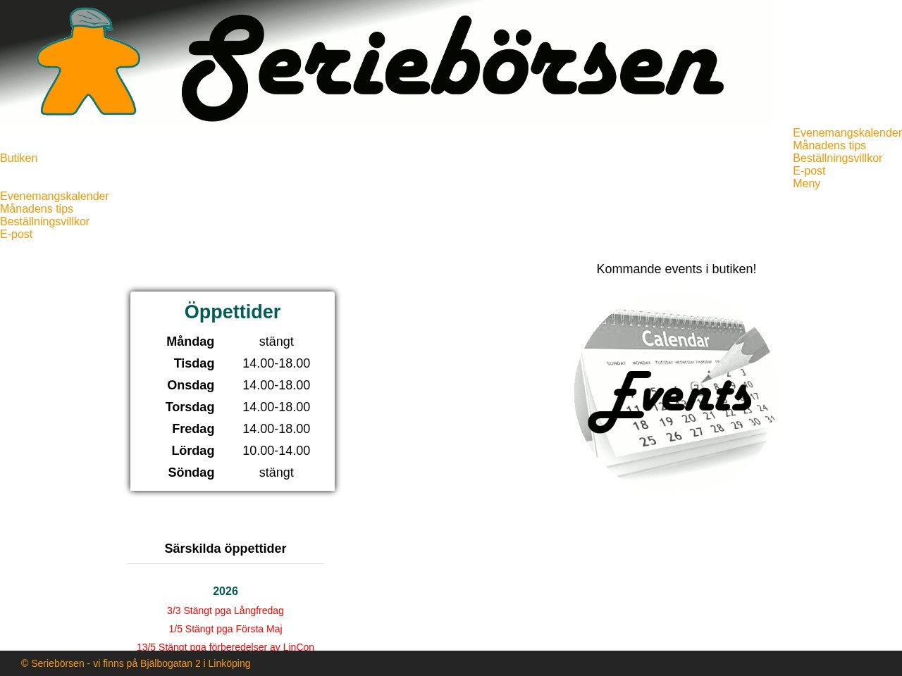 Seriebörsen — Website Preview