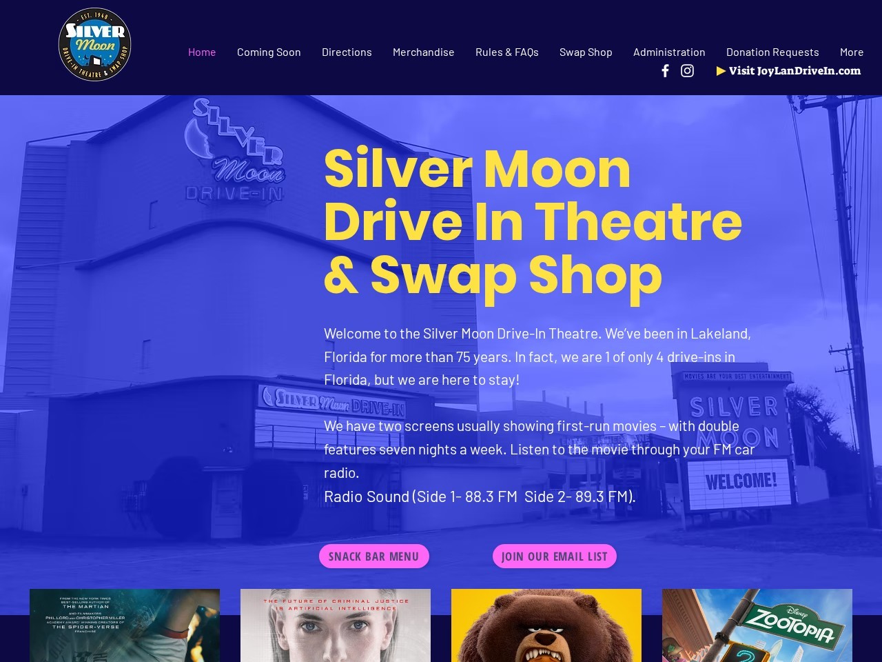 Silver Moon Drive-In Theatre — Website Preview