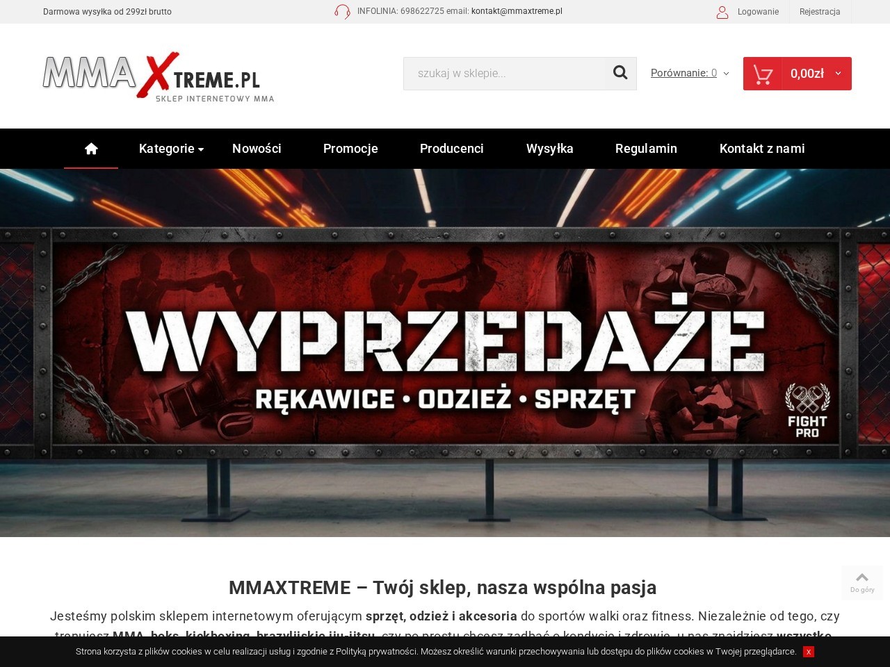 Sports shop MMAXTREME — Website Preview