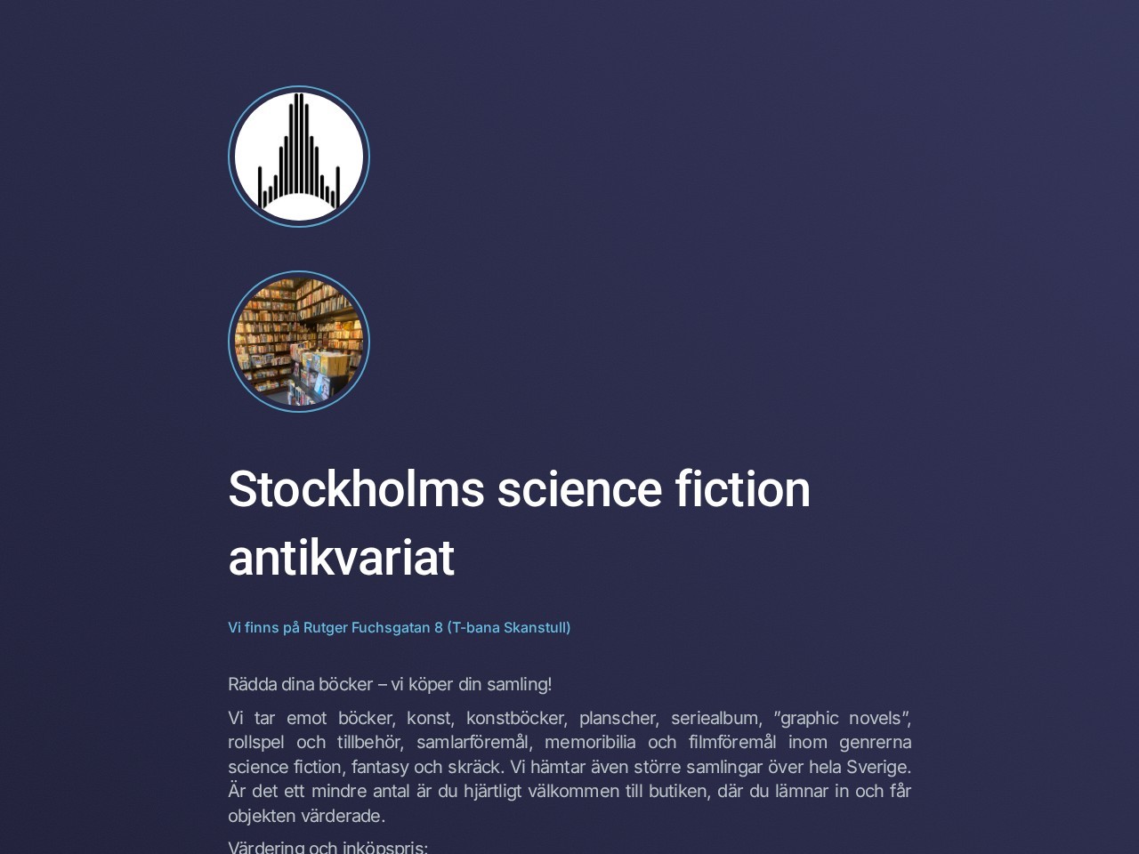 Stockholm Science Fiction Antikvariat — Website Preview