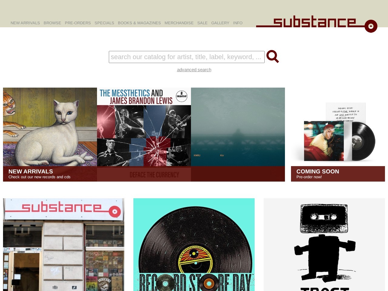 Substance Recordstore — Website Preview