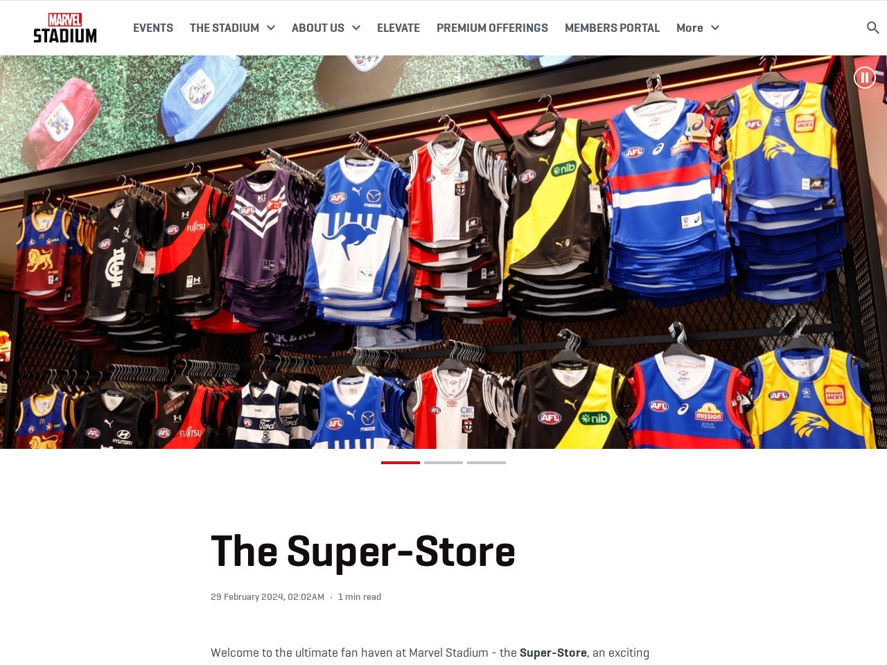 Super Store @ Marvel Stadium — Website Preview