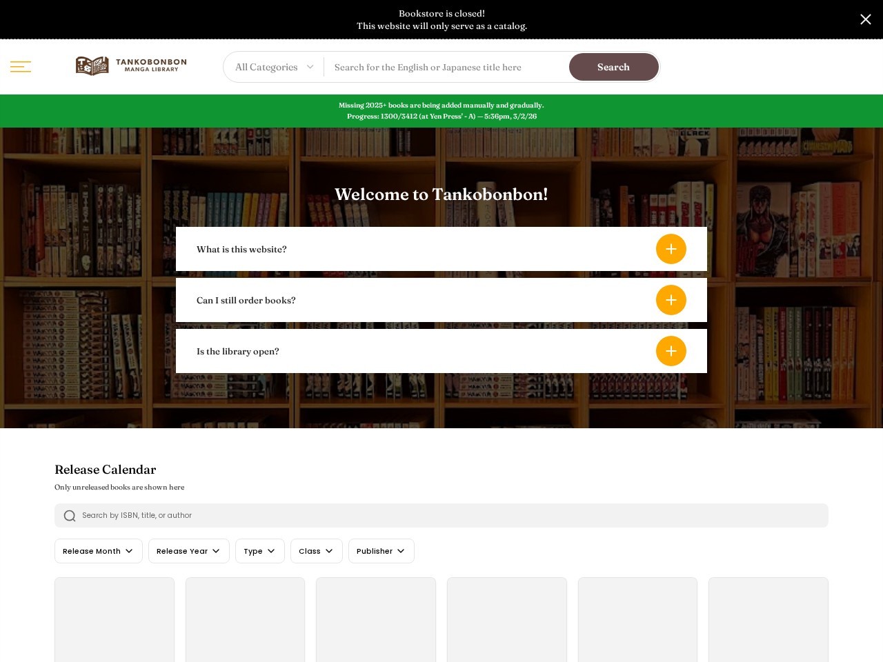 Tankobonbon Manga Library — Website Preview