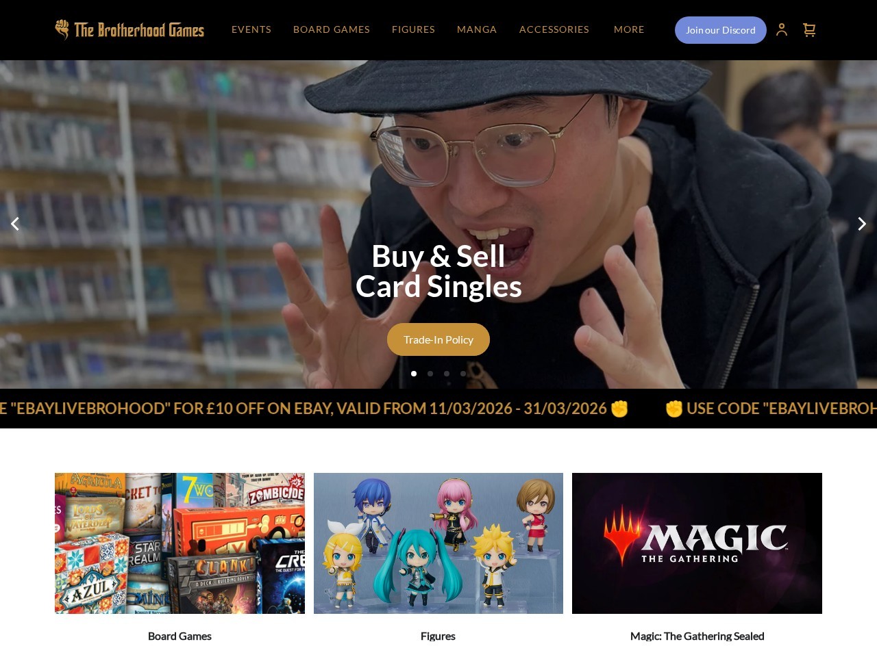 The Brotherhood Games Pokémon and Yu-Gi-Oh Store — Website Preview