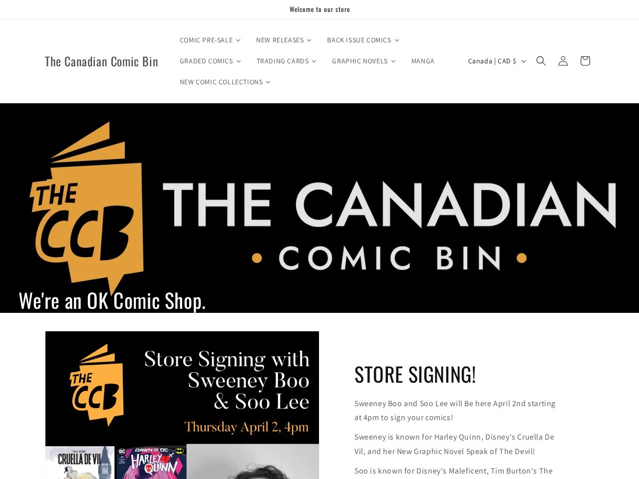 The Canadian Comic Bin — Website Preview