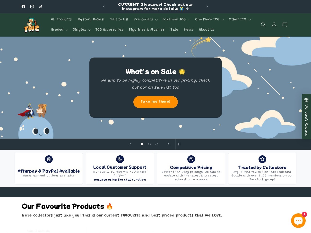 The Wandering Collector: Online TCG Store — Website Preview