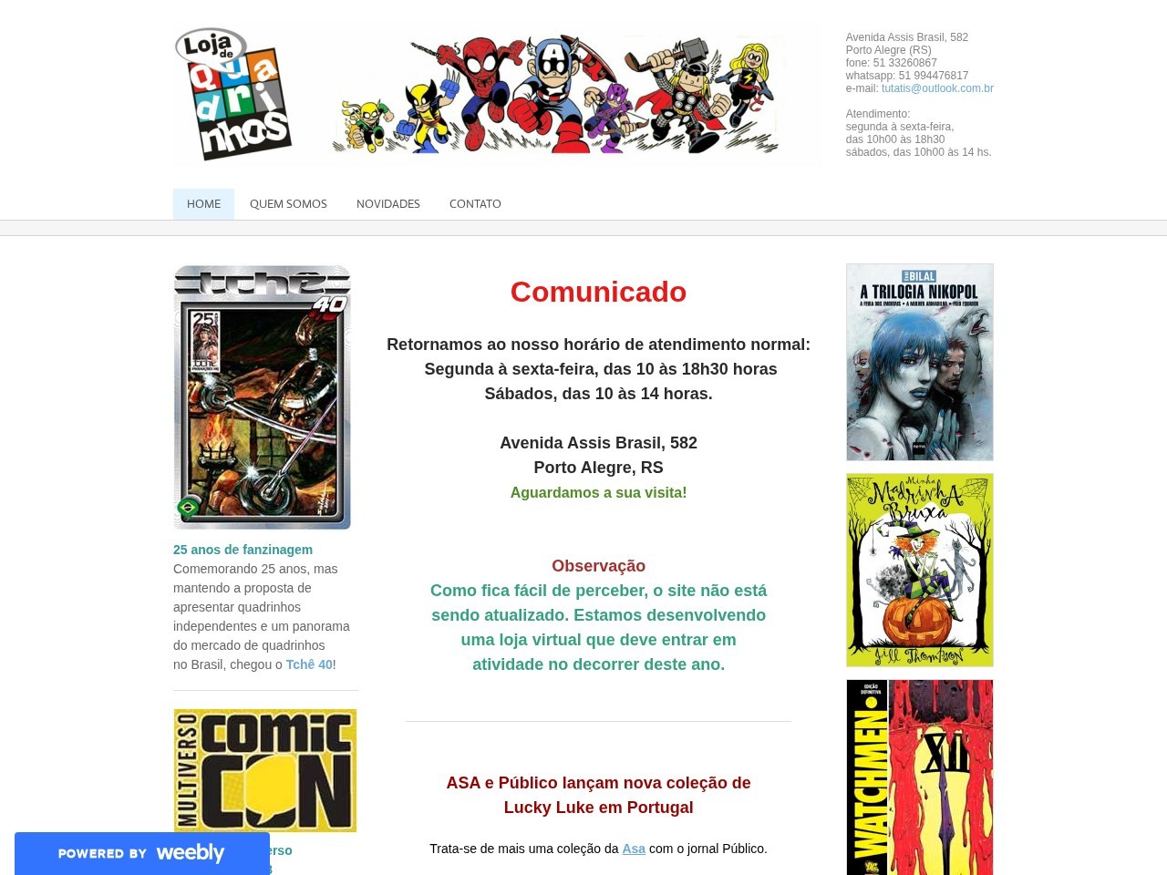 Tutatis Loja de Quadrinhos — Website Preview