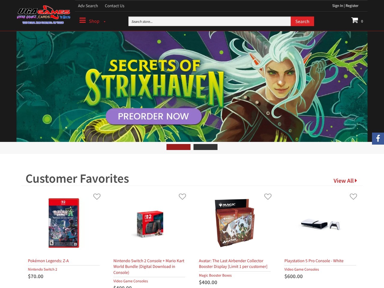 UGA Games — Website Preview