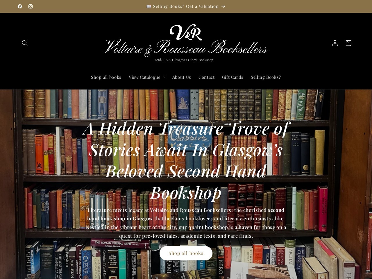 Voltaire & Rousseau Bookshop — Website Preview