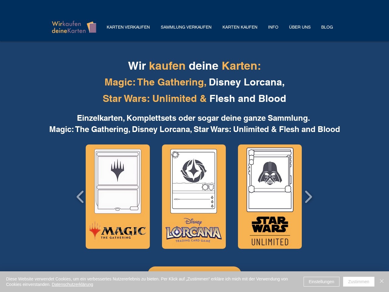 Wir-kaufen-deine-Karten — Website Preview