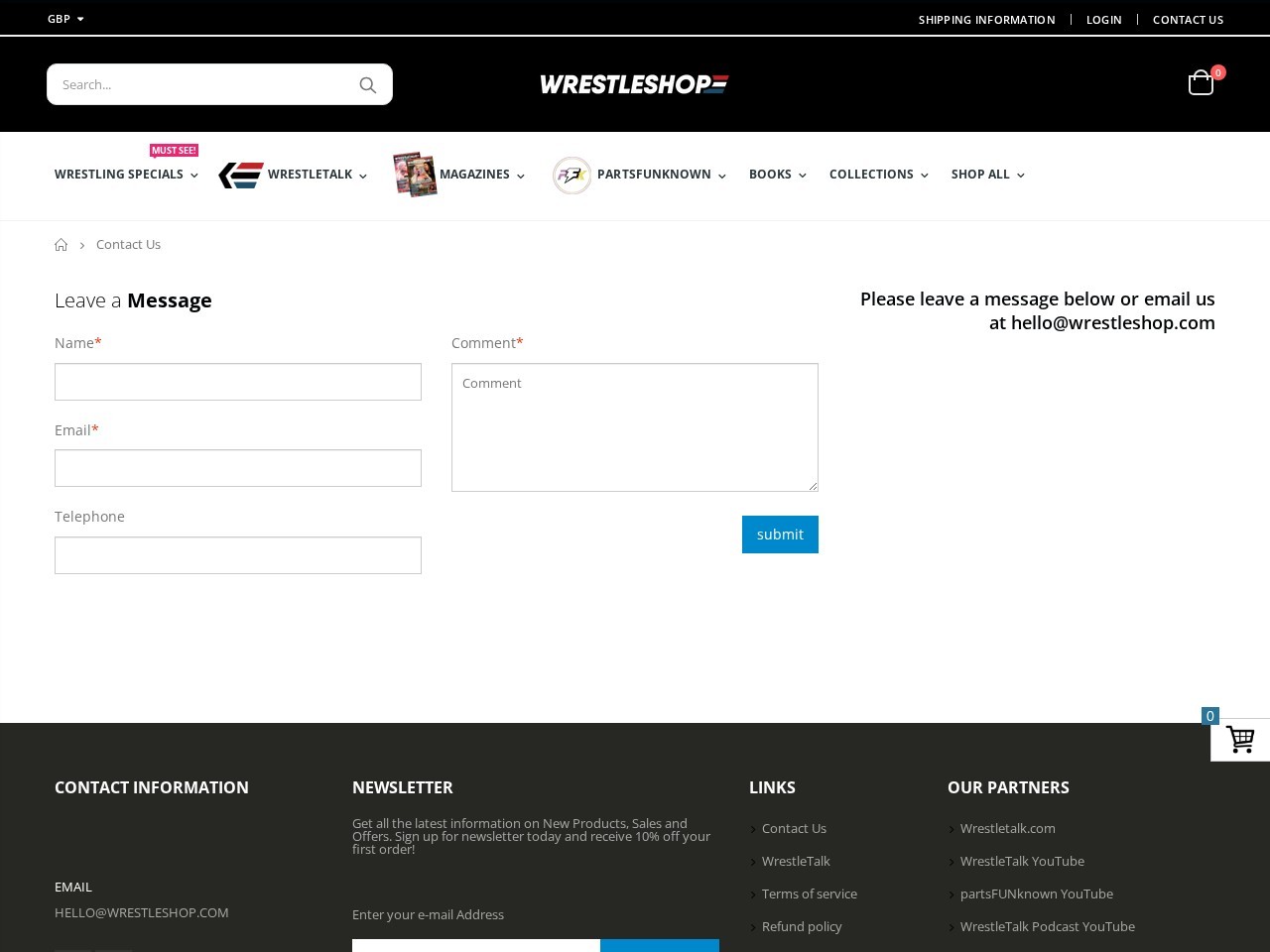 WrestleShop — Website Preview