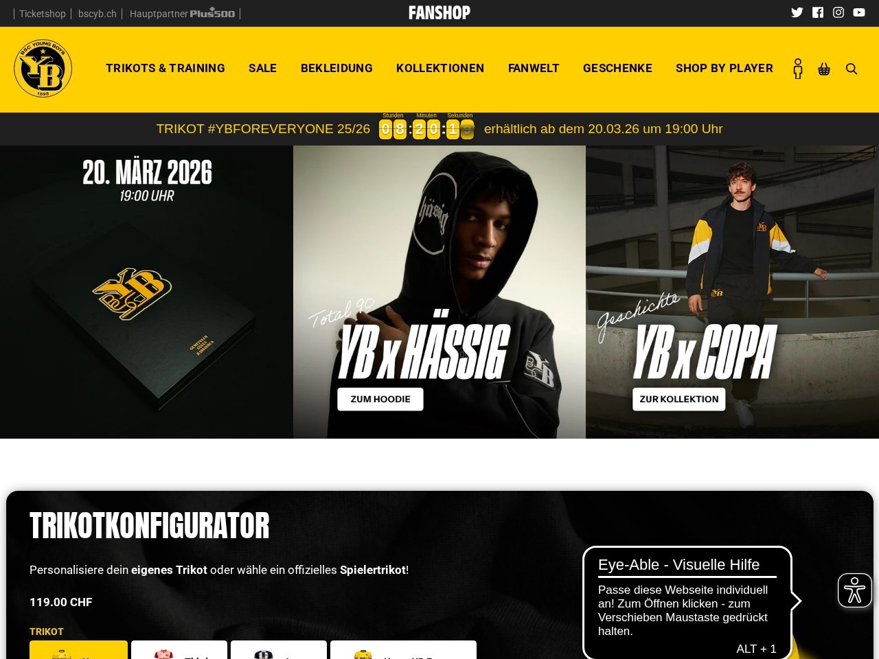 YB-Fanshop Wankdorf Center — Website Preview